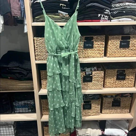 Green Polka Dot Wrap Dress - Picture 1 of 3